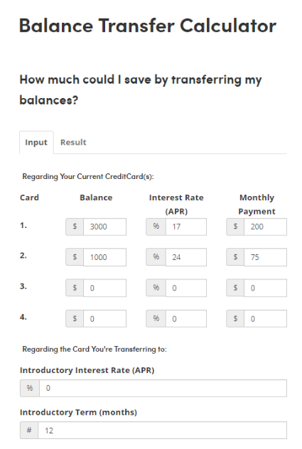 A Balance Transfer Calculator Can Help You Choose The Best Balance Transfer Credit Card