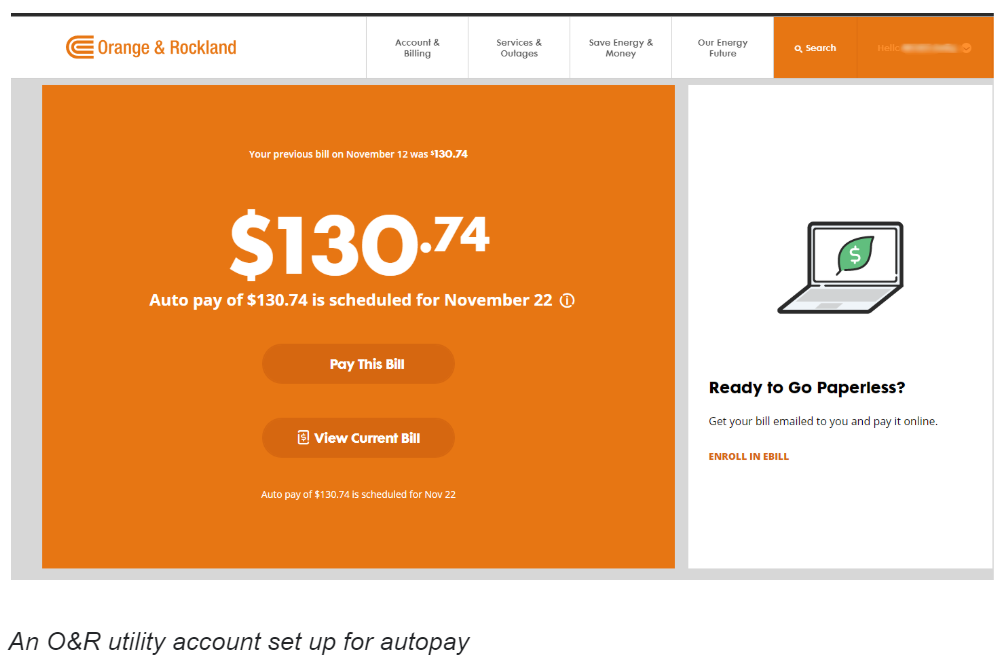 An Or Utility Account Set Up For Autopay