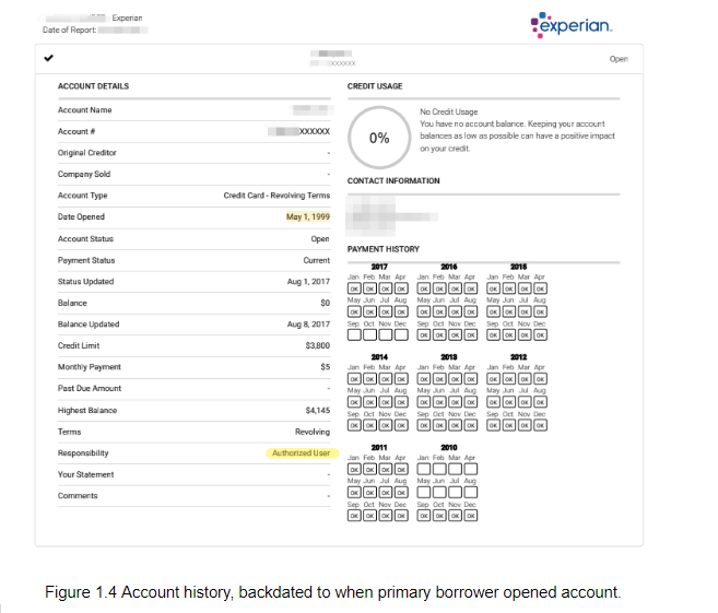 Account history backdated to when primary borrower opened the account. Account history backdated to when primary borrower opened the account.