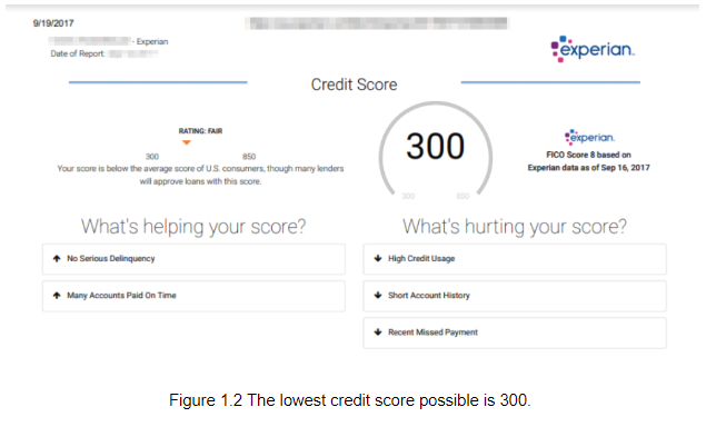 The lowest credit score possible is 300.